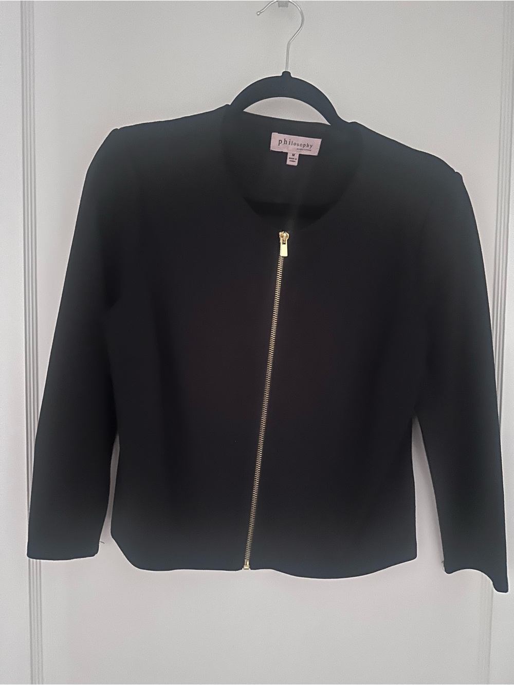 Philosophy Ponte Knit Black Zip-Front Women's Jacket- Size M